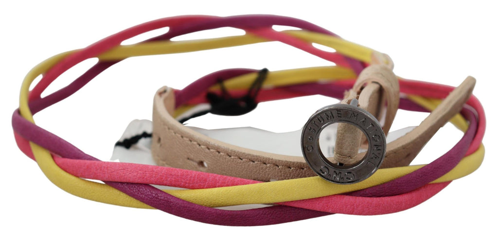 Costume National Multicolor Twisted Leather Circle Buckle Belt - Maison Luxe