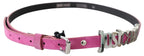 Just Cavalli Pink Silver Chrome Metal Buckle Waist Belt - Maison Luxe