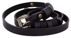 GF Ferre Black Leather Thin Gold Metal Chrome Buckle Belt - Maison Luxe