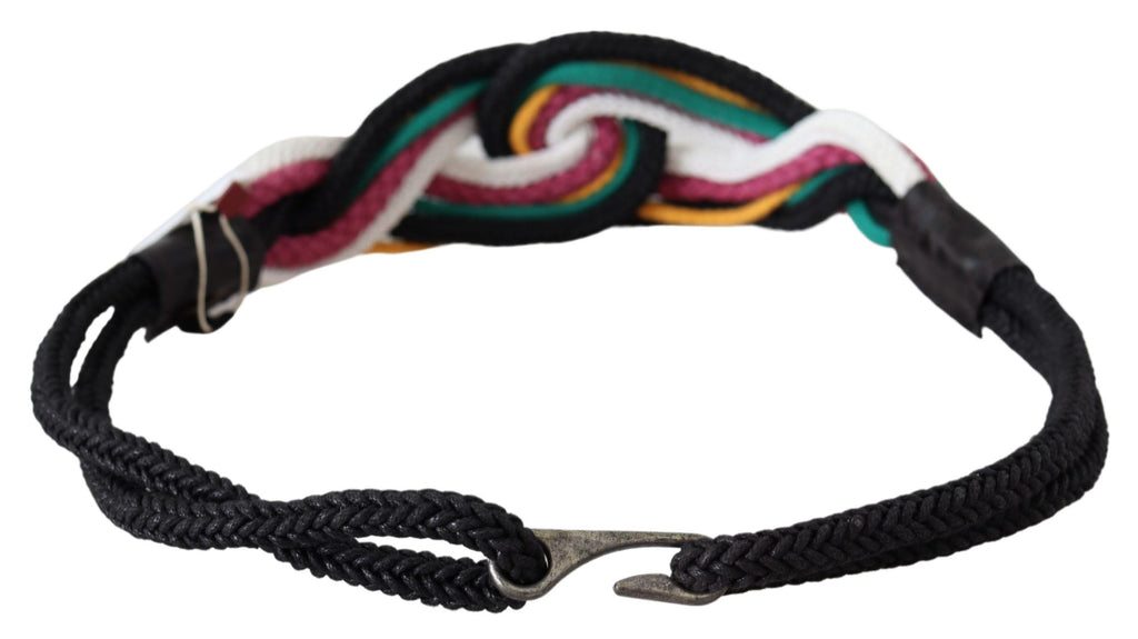Costume National Multicolor Rope Leather Rustic Hook Buckle Belt - Maison Luxe