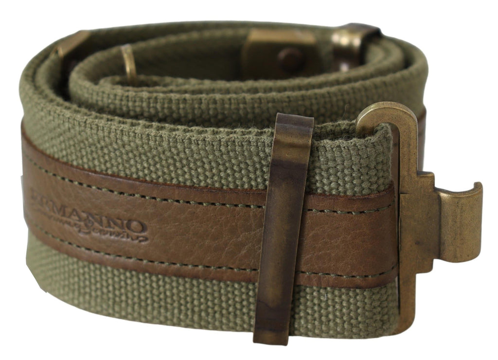 Ermanno Scervino Green Leather Rustic Bronze Buckle Army Belt - Maison Luxe