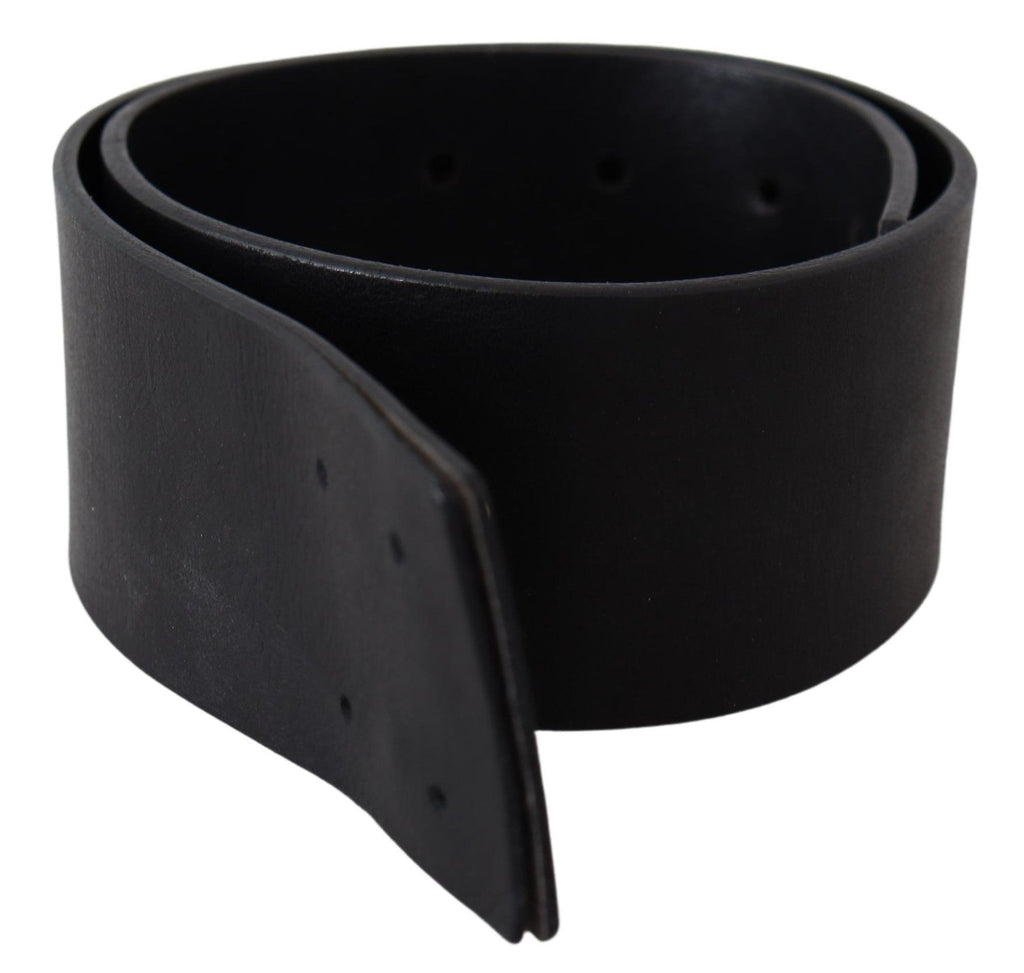 GF Ferre Black Genuine Leather Wide Logo Waist Belt - Maison Luxe