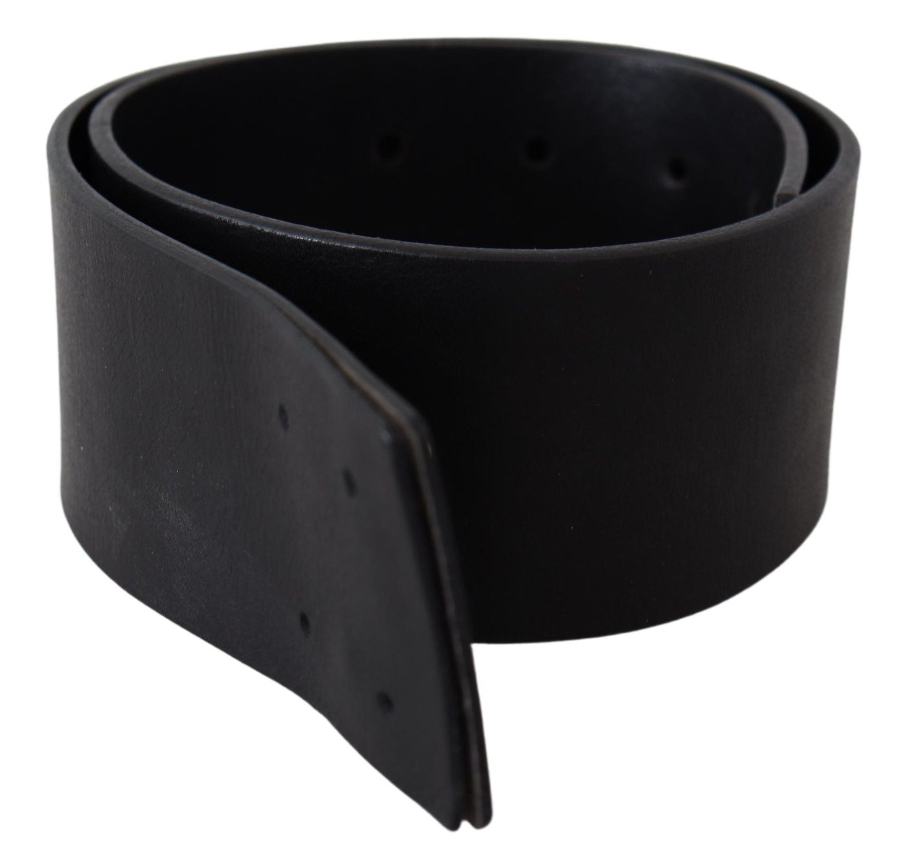 GF Ferre Black Genuine Leather Wide Logo Waist Belt - Maison Luxe