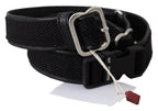 GF Ferre Black Leather Silver Chrome Metal Buckle Belt - Maison Luxe
