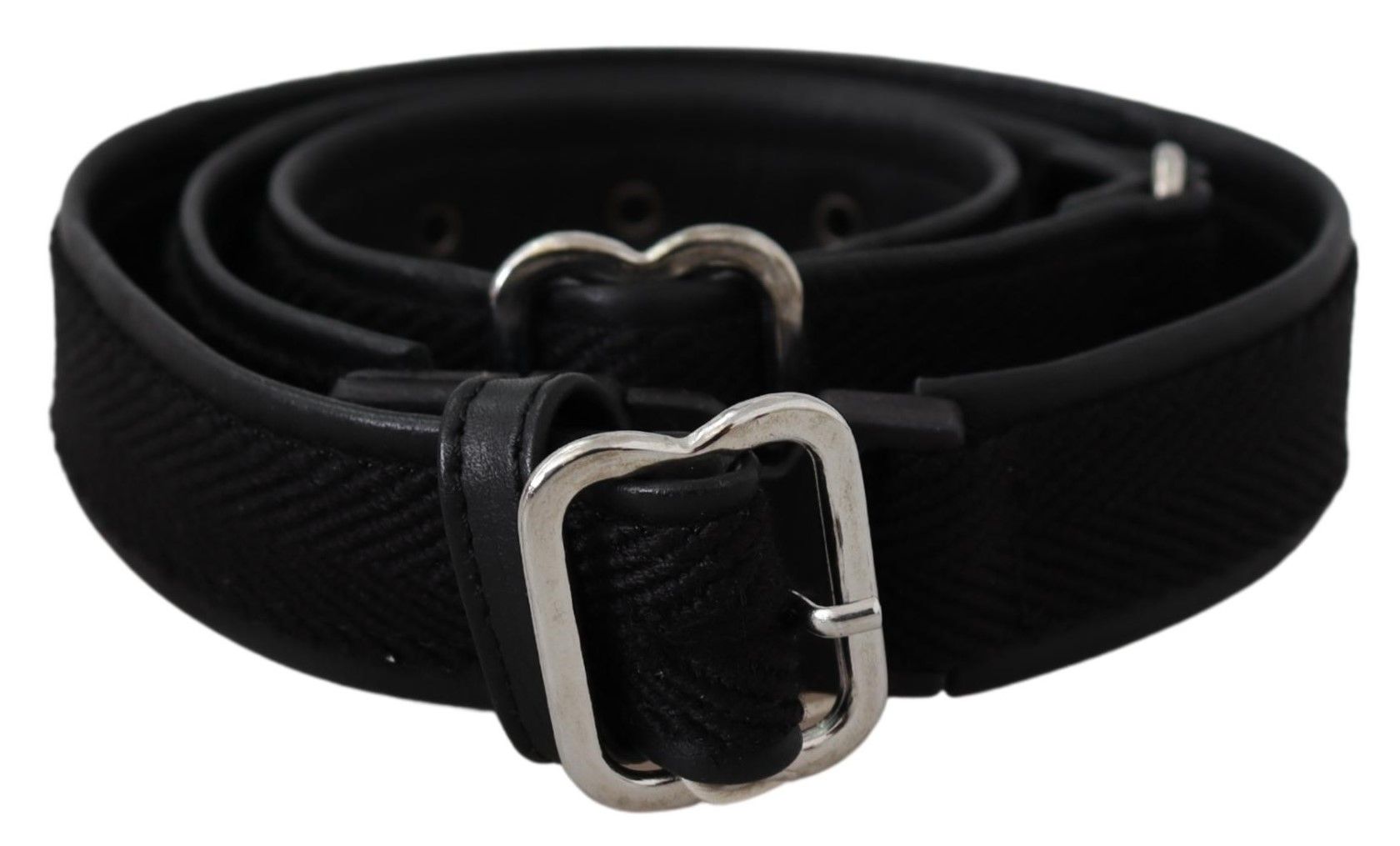 GF Ferre Black Leather Silver Chrome Metal Buckle Belt - Maison Luxe
