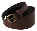 PLEIN SUD Brown Leather Gold Metal Buckle Belt - Maison Luxe