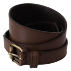 PLEIN SUD Brown Leather Gold Metal Buckle Belt - Maison Luxe