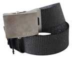 Exte Black Silver Metal Brushed Buckle Waist Belt - Maison Luxe