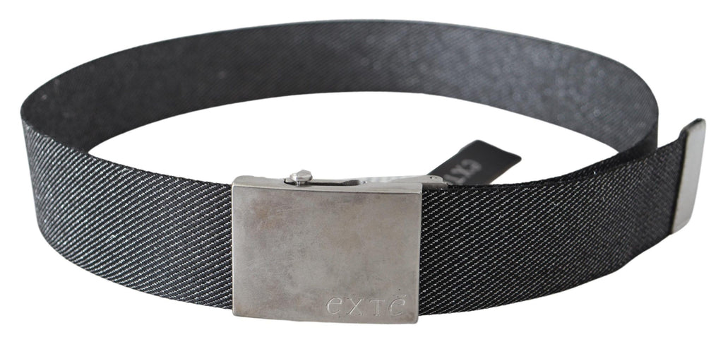 Exte Black Silver Metal Brushed Buckle Waist Belt - Maison Luxe