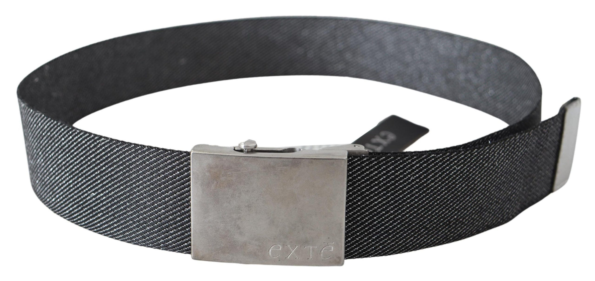 Exte Black Silver Metal Brushed Buckle Waist Belt - Maison Luxe