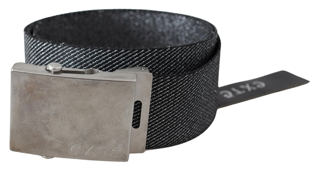 Exte Black Silver Metal Brushed Buckle Waist Belt - Maison Luxe