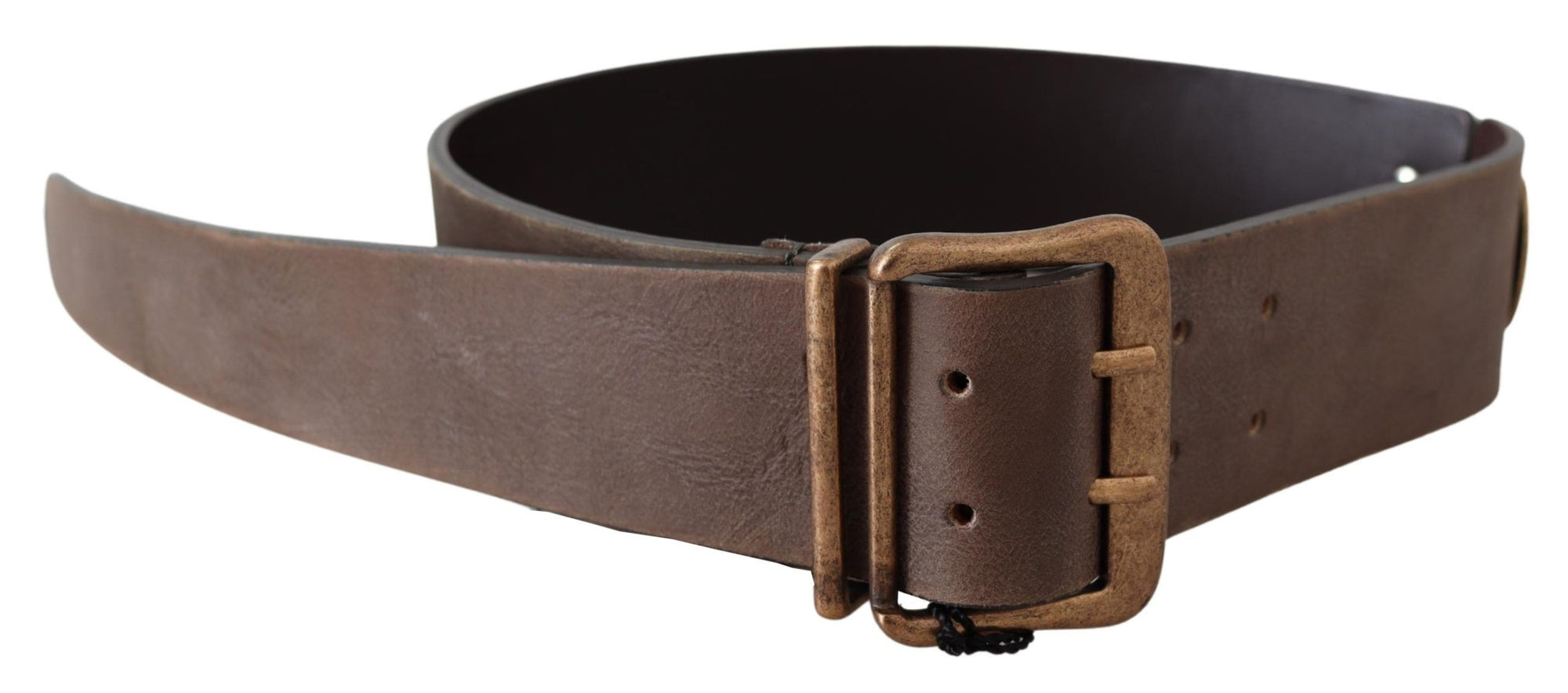 Ermanno Scervino Brown Leather Wide Bronze Buckle Waist Belt - Maison Luxe