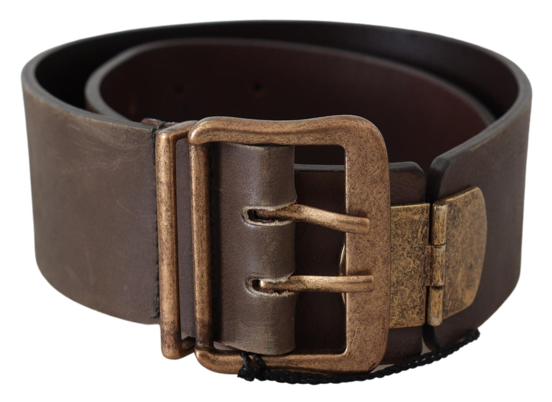 Ermanno Scervino Brown Leather Wide Bronze Buckle Waist Belt - Maison Luxe