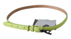 Scervino Street Green Leather Chartreuse Silver Green Buckle Belt - Maison Luxe