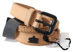 Scervino Street Light Brown Slim Leather Black Logo Buckle Belt Belt - Maison Luxe