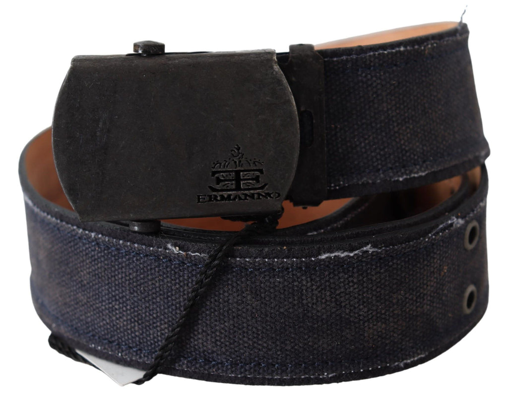 Ermanno Scervino Blue Leather Ratchet Buckle Belt - Maison Luxe