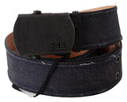 Ermanno Scervino Blue Leather Ratchet Buckle Belt - Maison Luxe