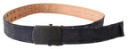 Ermanno Scervino Blue Leather Ratchet Buckle Belt - Maison Luxe