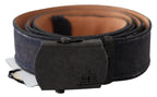 Ermanno Scervino Blue Leather Ratchet Buckle Belt - Maison Luxe