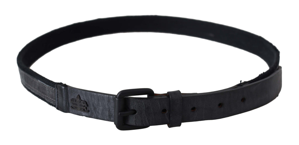 Ermanno Scervino Black Leather Logo Buckle Waist - Maison Luxe