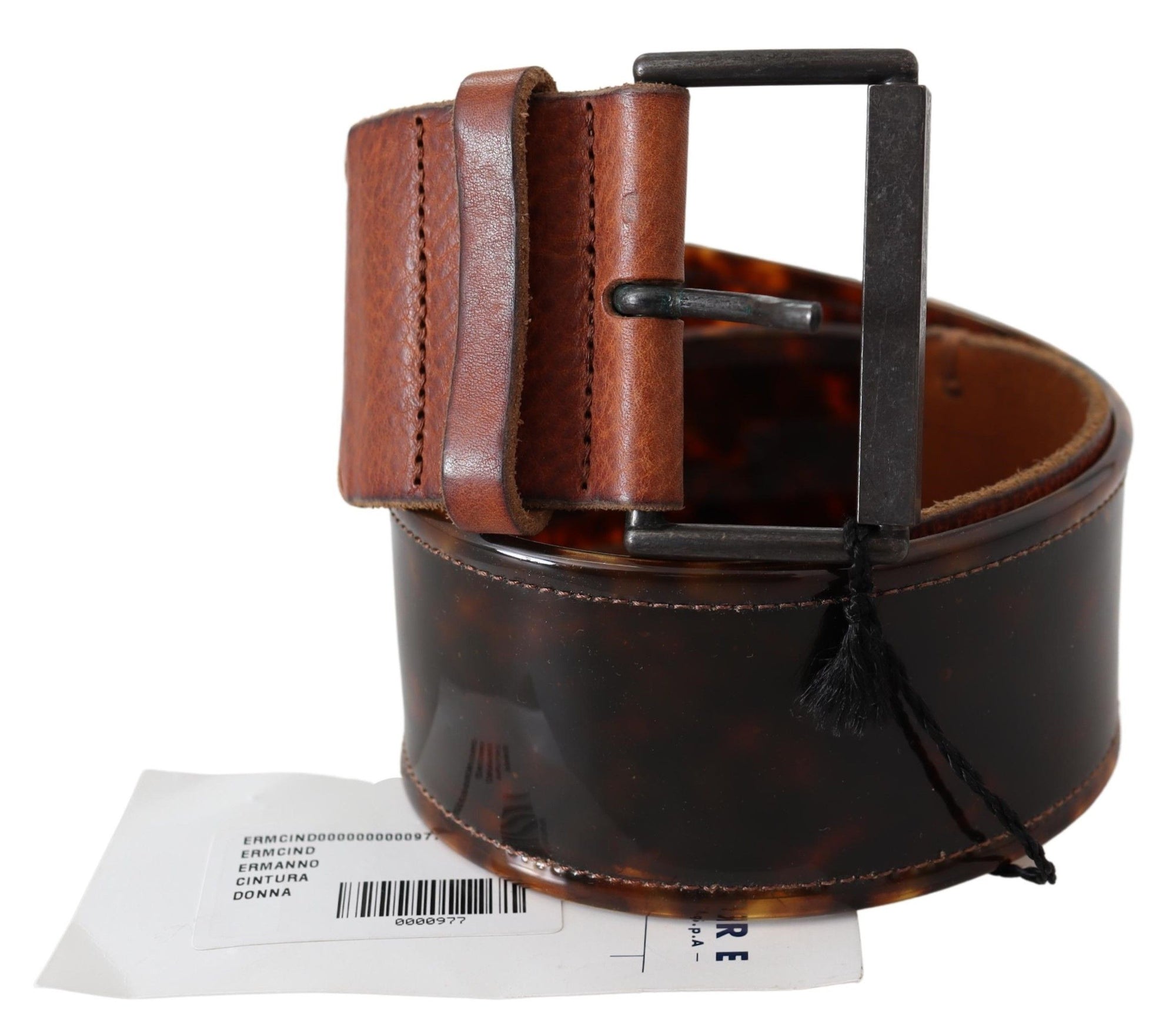 Ermanno Scervino Dark Brown Leather Wide Buckle Belt - Maison Luxe