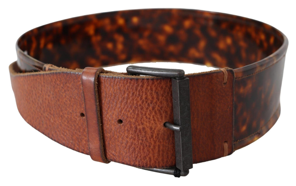 Ermanno Scervino Dark Brown Leather Wide Buckle Belt - Maison Luxe