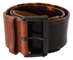 Ermanno Scervino Dark Brown Leather Wide Buckle Belt - Maison Luxe