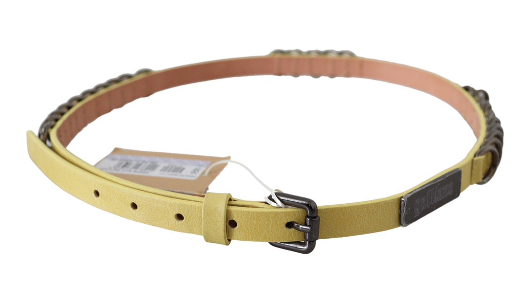 John Galliano Yellow Leather Luxury Slim Buckle Fancy Belt - Maison Luxe