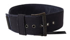 Ermanno Scervino Black Leather Wide Buckle Waist Luxury Belt - Maison Luxe
