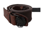 Ermanno Scervino Dark Brown Leather Wide Buckle Waist Belt - Maison Luxe