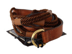 Scervino Street Brown Leather Braided Rope Gold Buckle  Belt - Maison Luxe