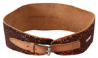 Scervino Street Brown Wide Leather Embroidered Design Logo Belt - Maison Luxe