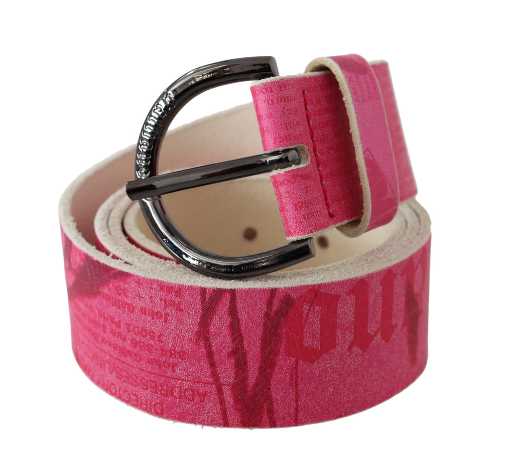 John Galliano Pink Leather Letter Logo Design Round Buckle Belt - Maison Luxe
