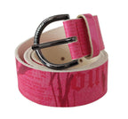 John Galliano Pink Leather Letter Logo Design Round Buckle Belt - Maison Luxe