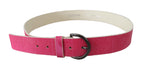 John Galliano Pink Leather Letter Logo Design Round Buckle Belt - Maison Luxe