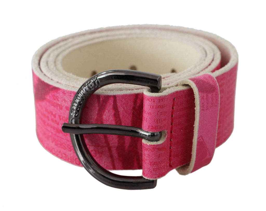John Galliano Pink Leather Letter Logo Design Round Buckle Belt - Maison Luxe