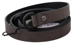Costume National Brown Leather Skinny Round Buckle Belt - Maison Luxe