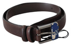 Costume National Brown Genuine Leather Silver Buckle Belt - Maison Luxe