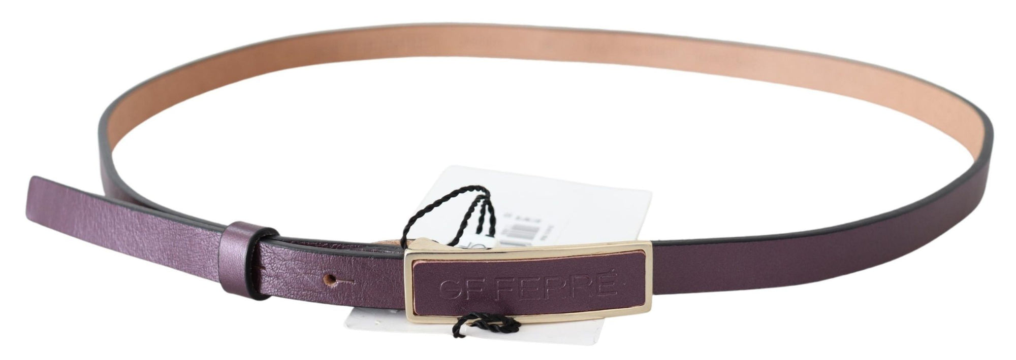 GF Ferre Gold Logo Buckle Waist Leather Skinny Belt - Maison Luxe