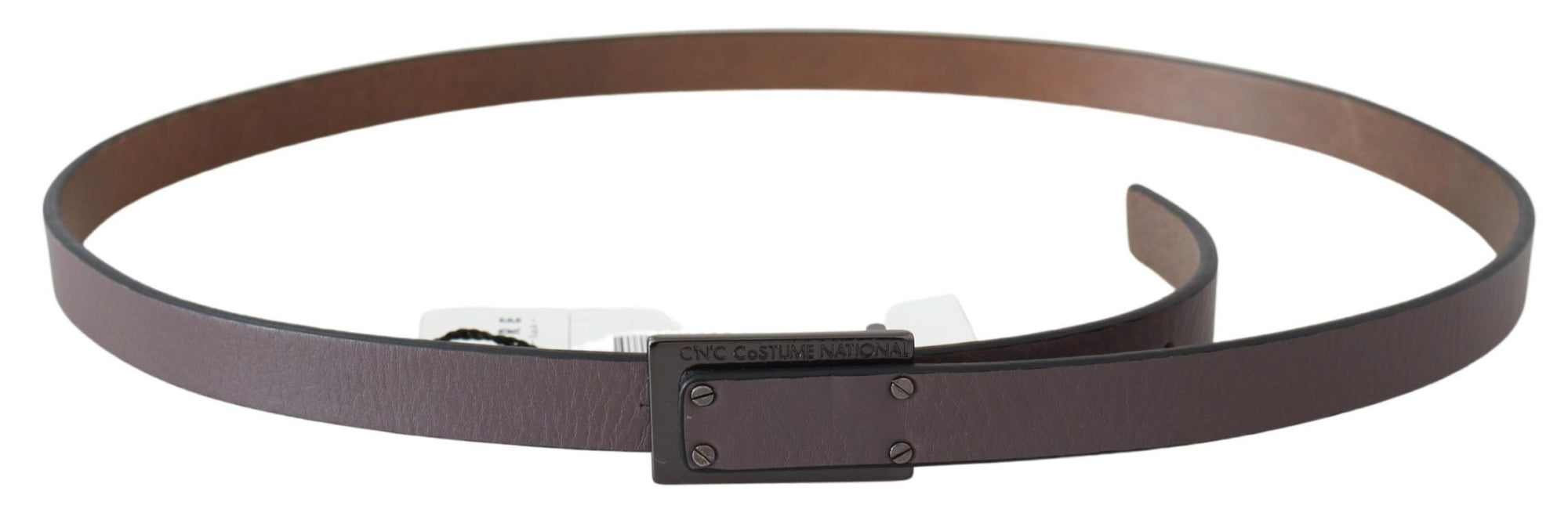 Costume National Brown Leather Tactical Logo Buckle Dark - Maison Luxe