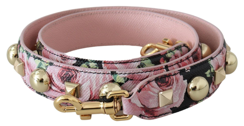 Dolce & Gabbana Pink Floral Gold Studs Bag Accessory Shoulder Strap - Maison Luxe
