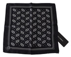 Dolce & Gabbana Black Patterned Square Scarf  Silk  Handkerchief - Maison Luxe