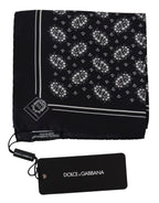 Dolce & Gabbana Black Patterned Square Scarf  Silk  Handkerchief - Maison Luxe