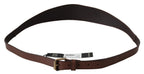 PLEIN SUD Brown Wide Leather Rustic Gold Metal Buckle Dark - Maison Luxe