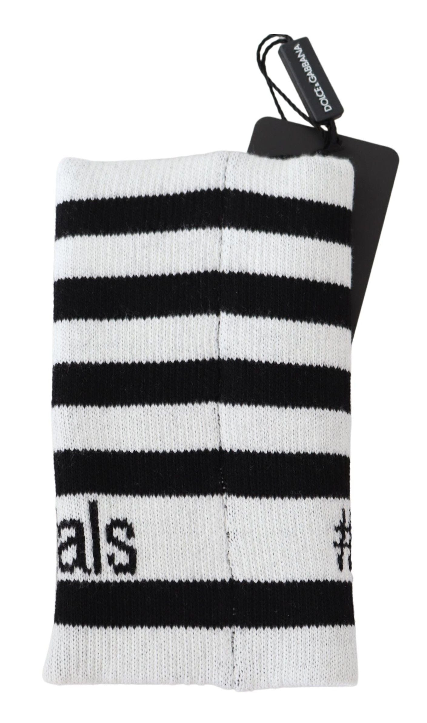Dolce & Gabbana Black White Wool DGMillennials Wristband Wrap - Maison Luxe