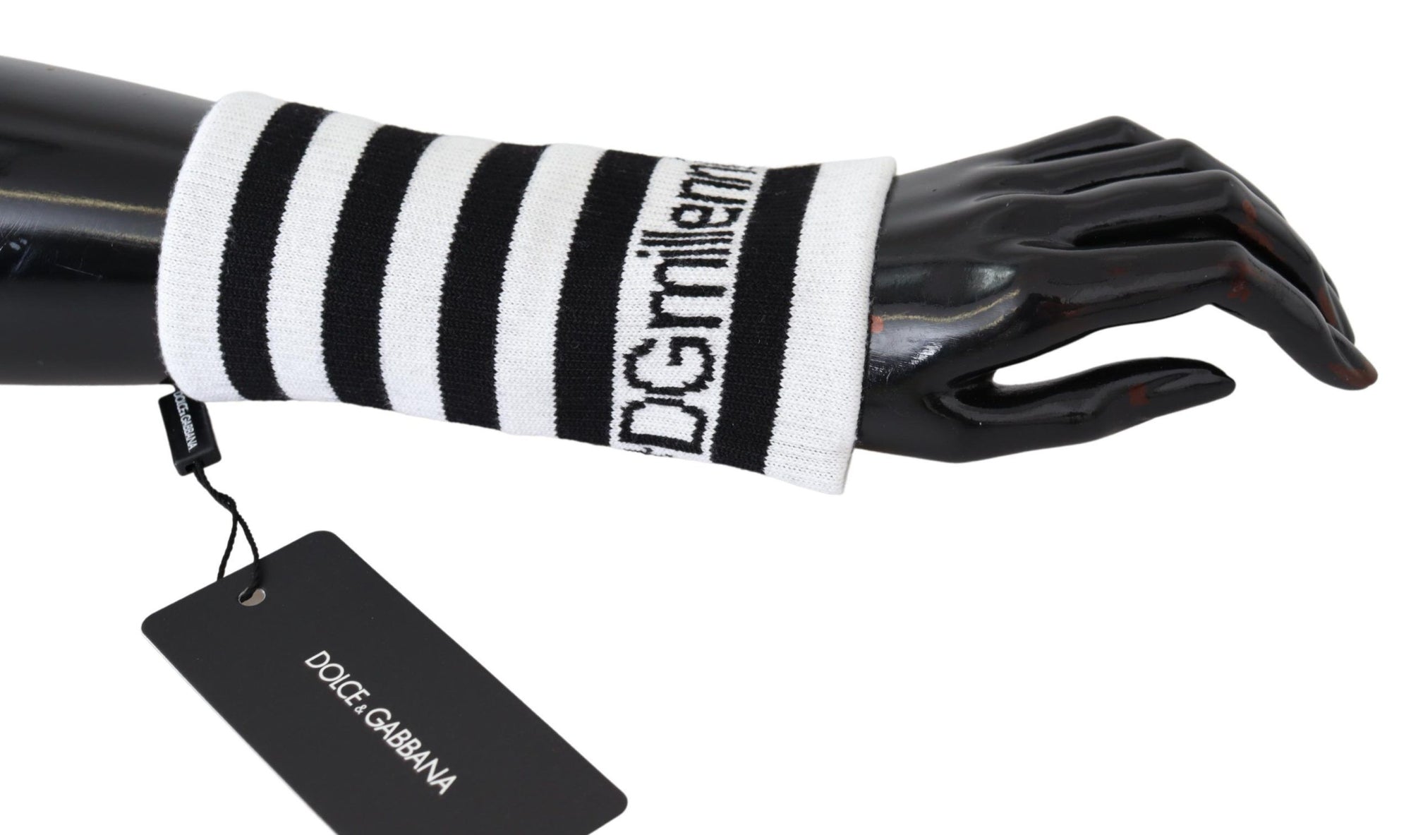 Dolce & Gabbana Black White Wool DGMillennials Wristband Wrap - Maison Luxe