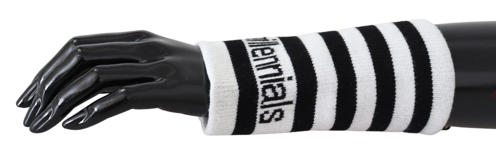 Dolce & Gabbana Black White Wool DGMillennials Wristband Wrap - Maison Luxe