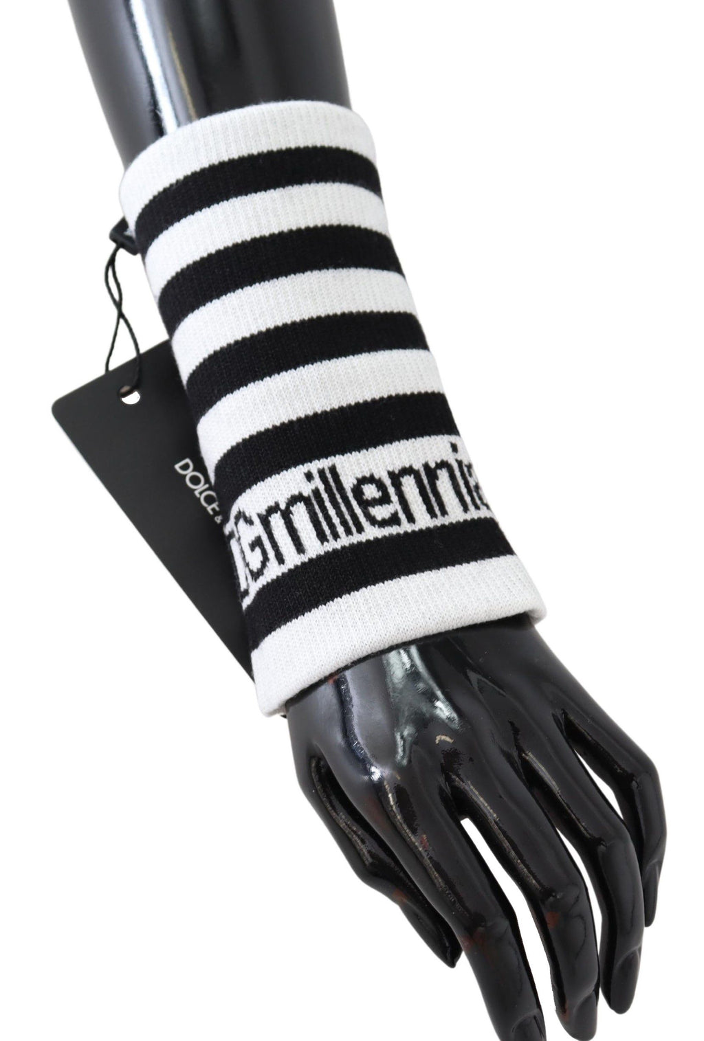 Dolce & Gabbana Black White Wool DGMillennials Wristband Wrap - Maison Luxe
