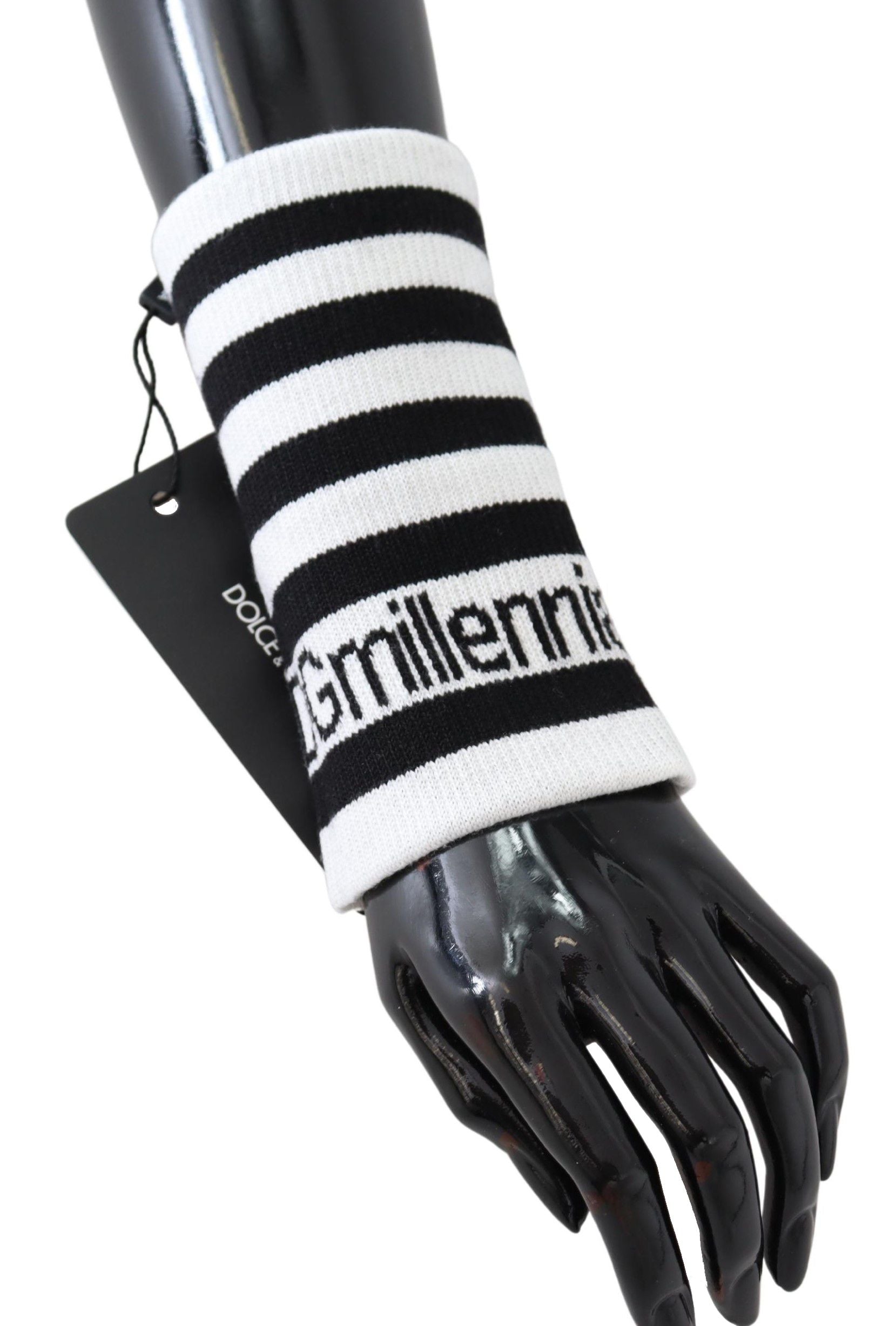 Dolce & Gabbana Black White Wool DGMillennials Wristband Wrap - Maison Luxe