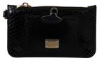 Dolce & Gabbana Black Leather Coin Purse Wristlet Mirror Agnese Wallet